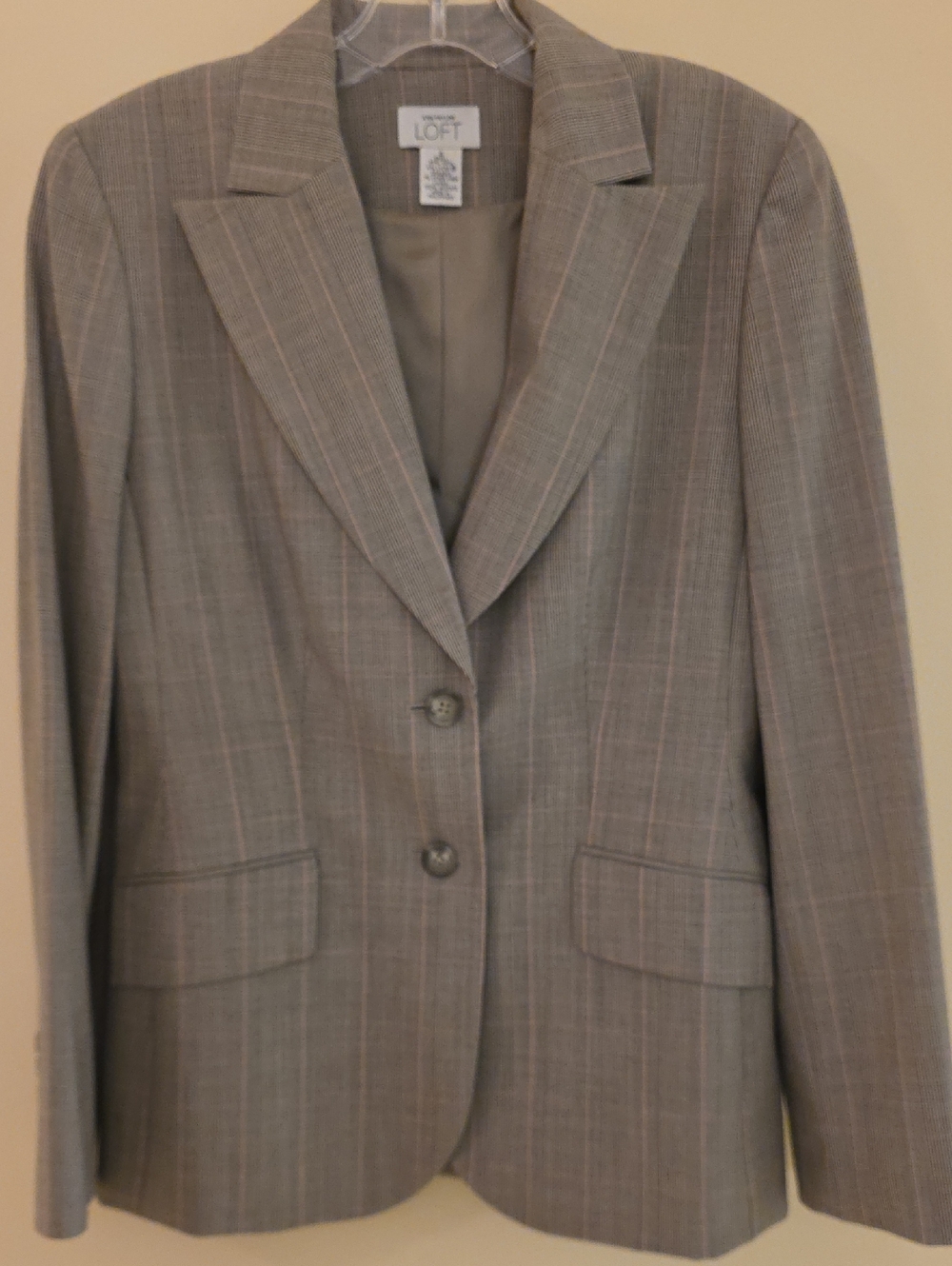 Vintage - Ann Taylor LOFT                            Grey Plaid Notch Pant Suit